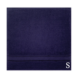BYFT Daffodil Monogrammed Face Towel Navy Blue 30 x 30 Cm
