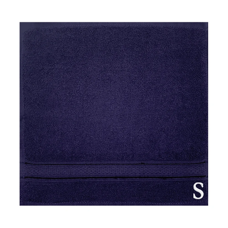 BYFT Daffodil Monogrammed Face Towel Navy Blue 30 x 30 Cm