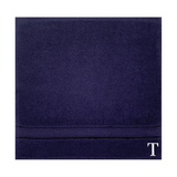 BYFT Daffodil Monogrammed Face Towel Navy Blue 30 x 30 Cm