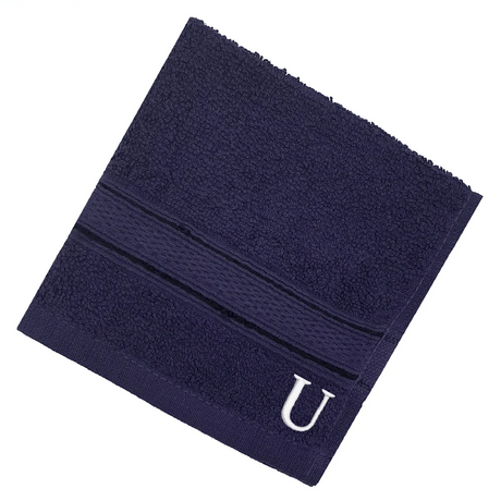 BYFT Daffodil Monogrammed Face Towel Navy Blue 30 x 30 Cm