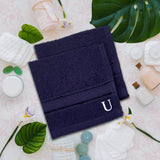 BYFT Daffodil Monogrammed Face Towel Navy Blue 30 x 30 Cm