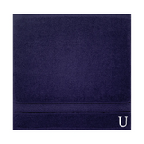 BYFT Daffodil Monogrammed Face Towel Navy Blue 30 x 30 Cm