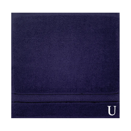 BYFT Daffodil Monogrammed Face Towel Navy Blue 30 x 30 Cm