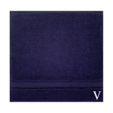 BYFT Daffodil Monogrammed Face Towel Navy Blue 30 x 30 Cm