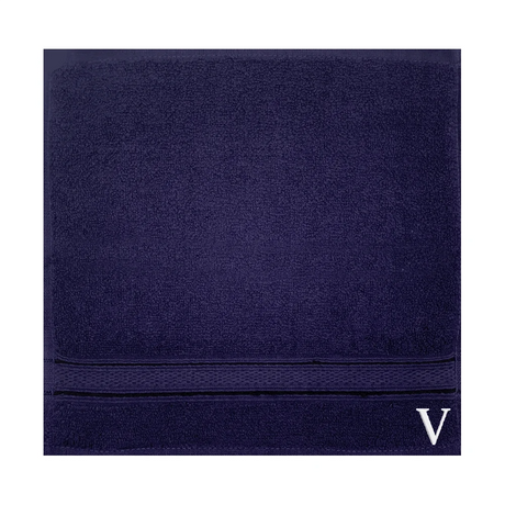 BYFT Daffodil Monogrammed Face Towel Navy Blue 30 x 30 Cm
