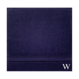 BYFT Daffodil Monogrammed Face Towel Navy Blue 30 x 30 Cm