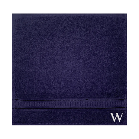 BYFT Daffodil Monogrammed Face Towel Navy Blue 30 x 30 Cm