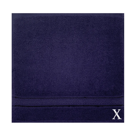 BYFT Daffodil Monogrammed Face Towel Navy Blue 30 x 30 Cm