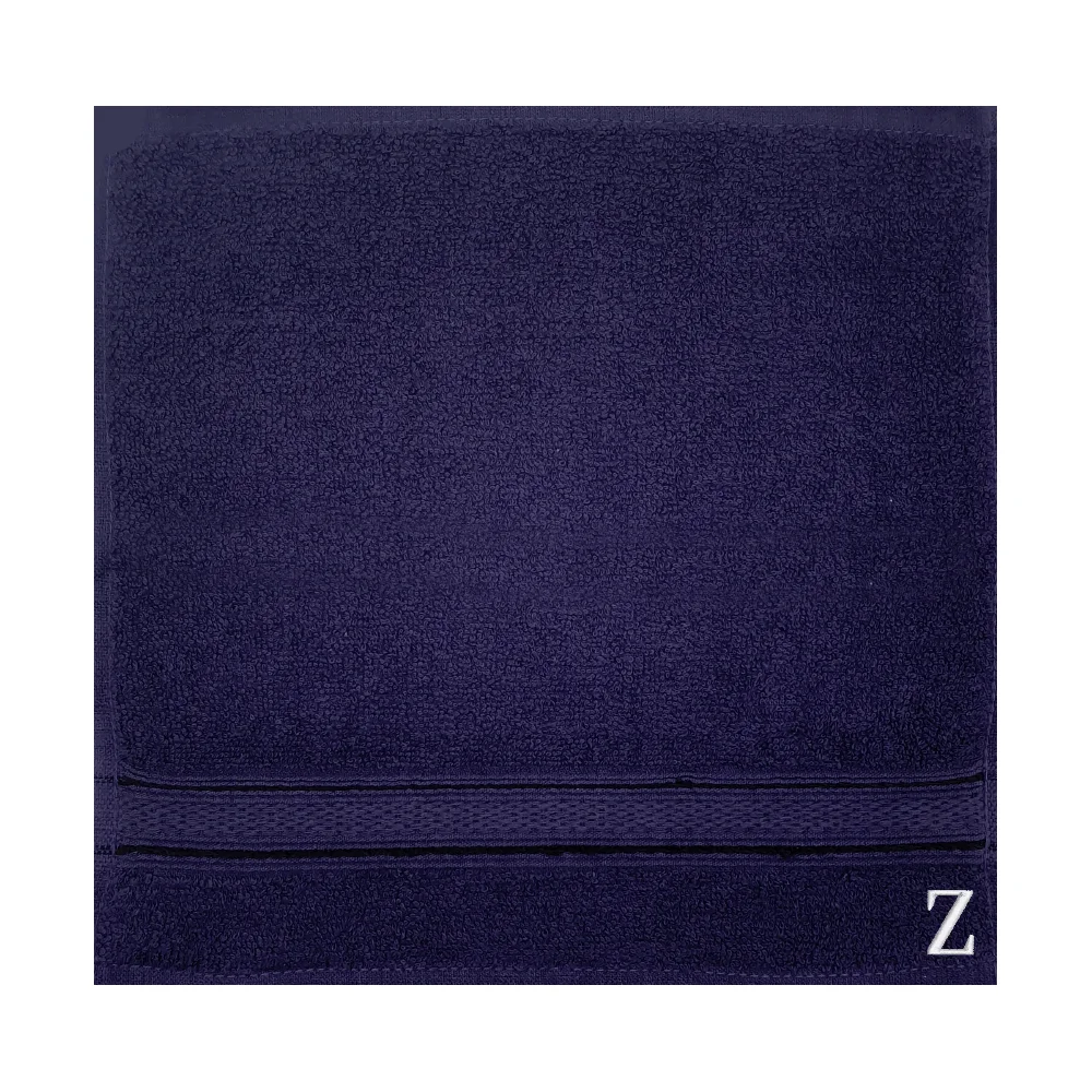 BYFT Daffodil Monogrammed Face Towel Navy Blue 30 x 30 Cm
