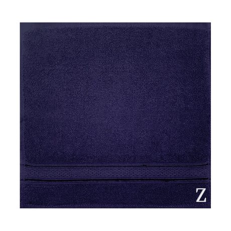 BYFT Daffodil Monogrammed Face Towel Navy Blue 30 x 30 Cm