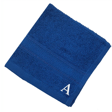 BYFT Daffodil Monogrammed Face Towel Royal Blue 30 x 30 Cm