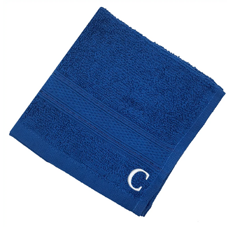 BYFT Daffodil Monogrammed Face Towel Royal Blue 30 x 30 Cm