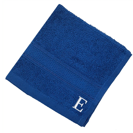 BYFT Daffodil Monogrammed Face Towel Royal Blue 30 x 30 Cm
