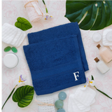 BYFT Daffodil Monogrammed Face Towel Royal Blue 30 x 30 Cm