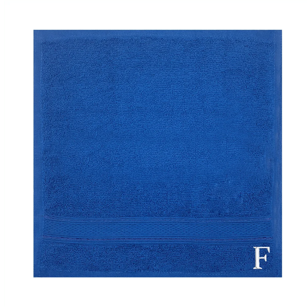 BYFT Daffodil Monogrammed Face Towel Royal Blue 30 x 30 Cm
