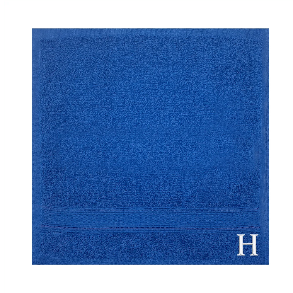BYFT Daffodil Monogrammed Face Towel Royal Blue 30 x 30 Cm