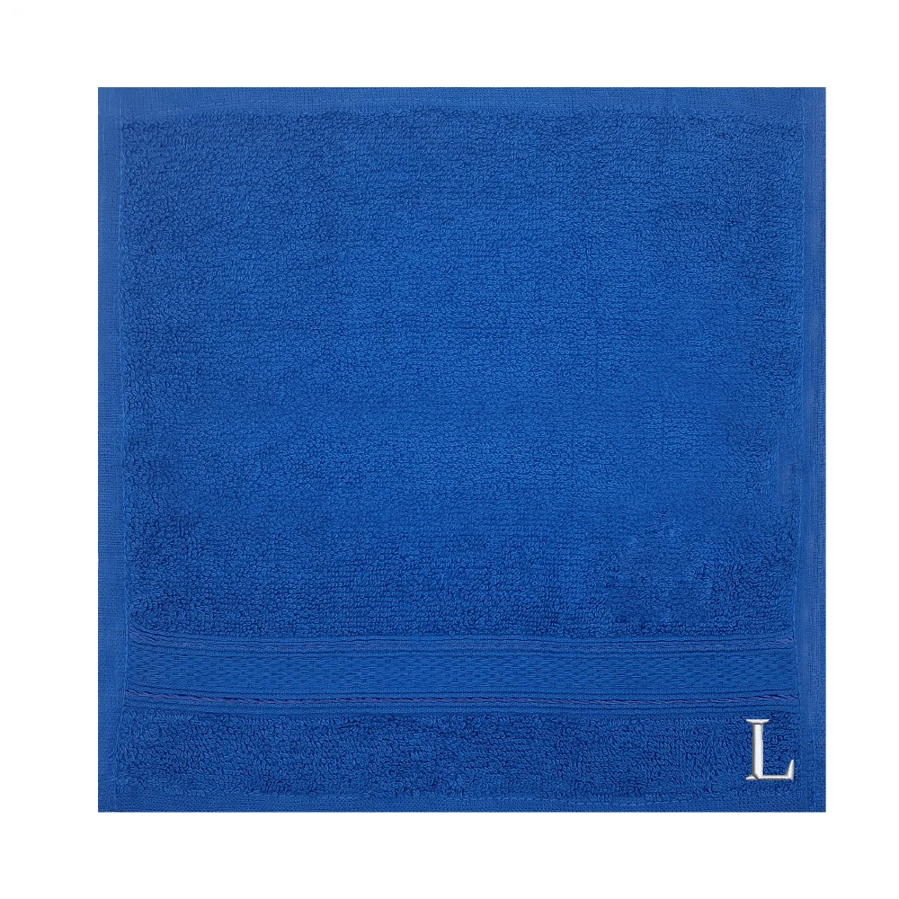 BYFT Daffodil Monogrammed Face Towel Royal Blue 30 x 30 Cm