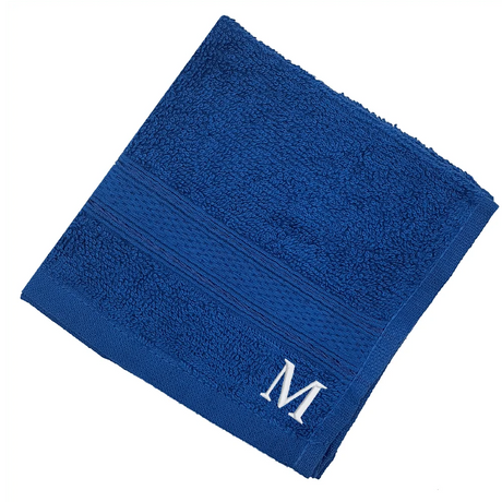 BYFT Daffodil Monogrammed Face Towel Royal Blue 30 x 30 Cm