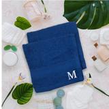 BYFT Daffodil Monogrammed Face Towel Royal Blue 30 x 30 Cm