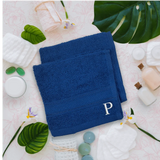 BYFT Daffodil Monogrammed Face Towel Royal Blue 30 x 30 Cm