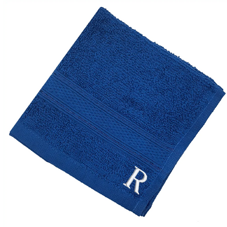 BYFT Daffodil Monogrammed Face Towel Royal Blue 30 x 30 Cm