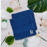BYFT Daffodil Monogrammed Face Towel Royal Blue 30 x 30 Cm
