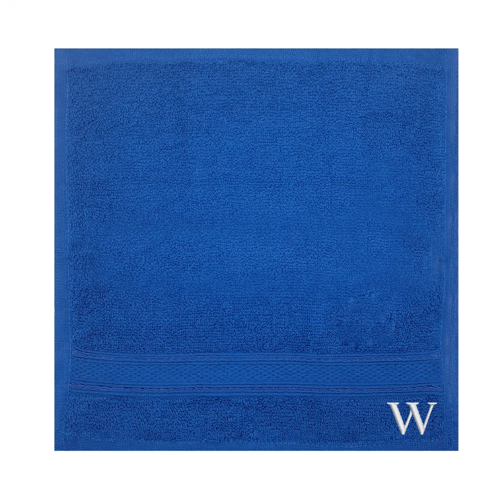 BYFT Daffodil Monogrammed Face Towel Royal Blue 30 x 30 Cm