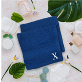 BYFT Daffodil Monogrammed Face Towel Royal Blue 30 x 30 Cm