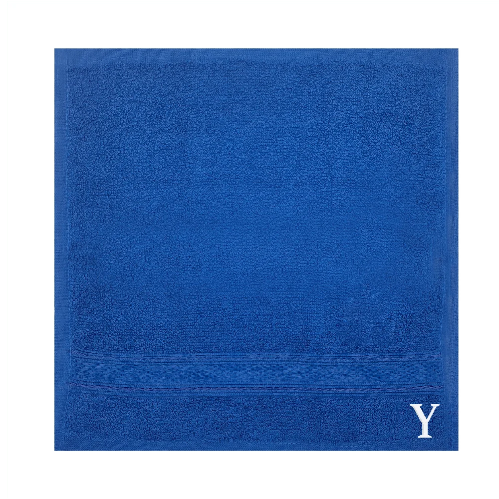BYFT Daffodil Monogrammed Face Towel Royal Blue 30 x 30 Cm