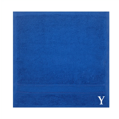 BYFT Daffodil Monogrammed Face Towel Royal Blue 30 x 30 Cm