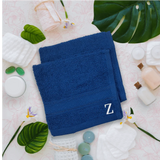 BYFT Daffodil Monogrammed Face Towel Royal Blue 30 x 30 Cm