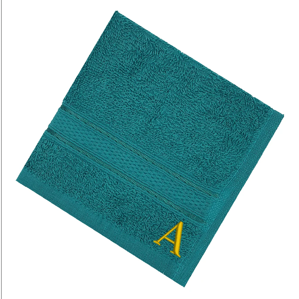 BYFT Daffodil Monogrammed Face Towel Turquoise Blue 30 x 30 Cm