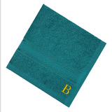 BYFT Daffodil Monogrammed Face Towel Turquoise Blue 30 x 30 Cm
