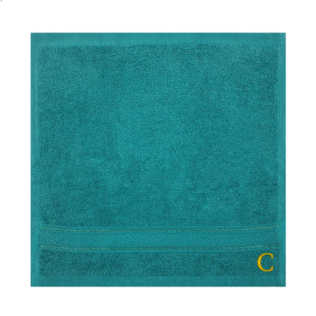 BYFT Daffodil Monogrammed Face Towel Turquoise Blue 30 x 30 Cm