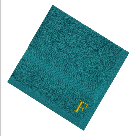 BYFT Daffodil Monogrammed Face Towel Turquoise Blue 30 x 30 Cm