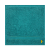 BYFT Daffodil Monogrammed Face Towel Turquoise Blue 30 x 30 Cm