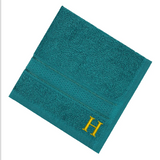 BYFT Daffodil Monogrammed Face Towel Turquoise Blue 30 x 30 Cm