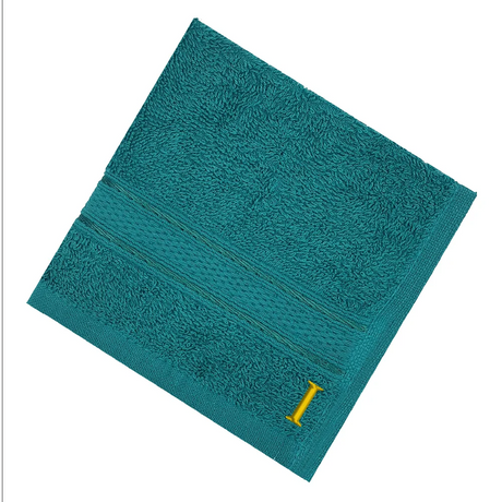 BYFT Daffodil Monogrammed Face Towel Turquoise Blue 30 x 30 Cm