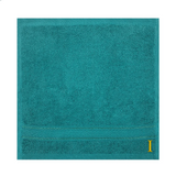 BYFT Daffodil Monogrammed Face Towel Turquoise Blue 30 x 30 Cm