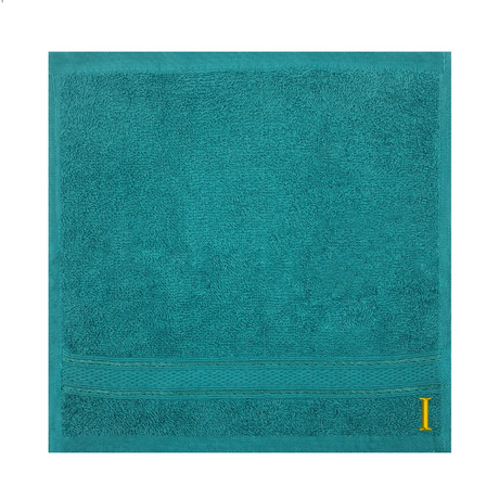 BYFT Daffodil Monogrammed Face Towel Turquoise Blue 30 x 30 Cm