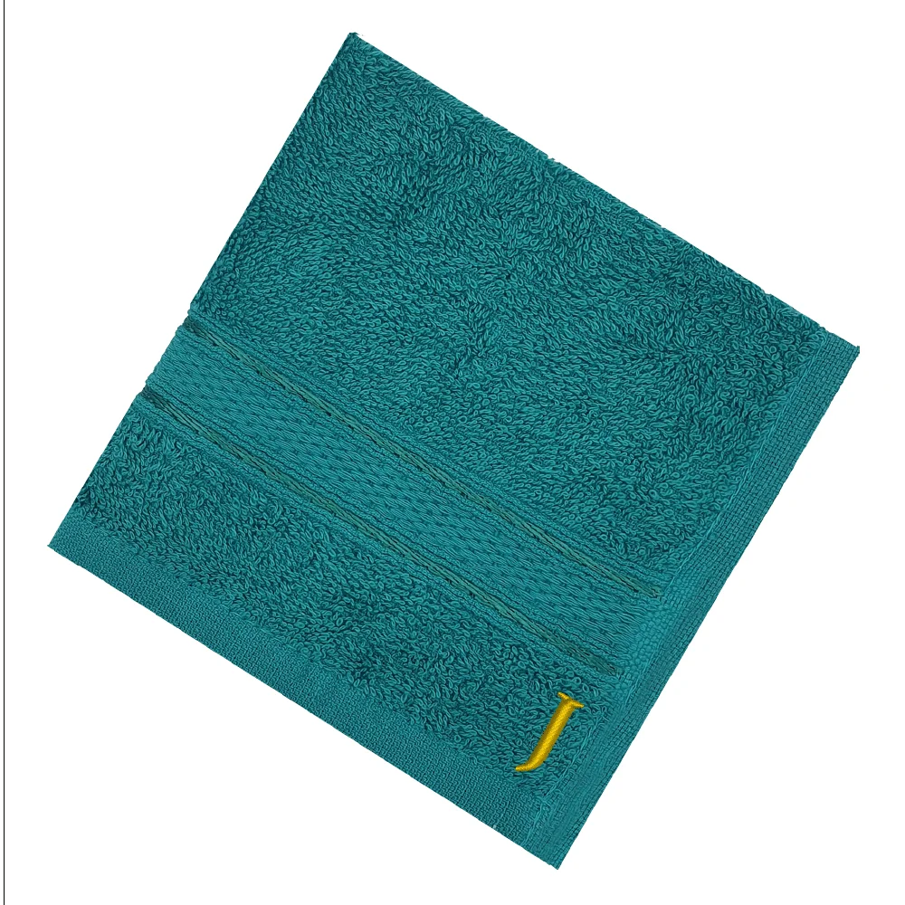 BYFT Daffodil Monogrammed Face Towel Turquoise Blue 30 x 30 Cm