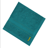 BYFT Daffodil Monogrammed Face Towel Turquoise Blue 30 x 30 Cm
