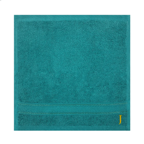 BYFT Daffodil Monogrammed Face Towel Turquoise Blue 30 x 30 Cm