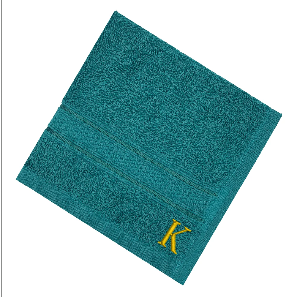 BYFT Daffodil Monogrammed Face Towel Turquoise Blue 30 x 30 Cm