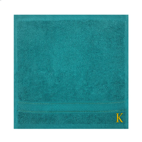 BYFT Daffodil Monogrammed Face Towel Turquoise Blue 30 x 30 Cm