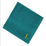 BYFT Daffodil Monogrammed Face Towel Turquoise Blue 30 x 30 Cm