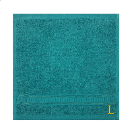 BYFT Daffodil Monogrammed Face Towel Turquoise Blue 30 x 30 Cm