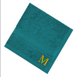 BYFT Daffodil Monogrammed Face Towel Turquoise Blue 30 x 30 Cm