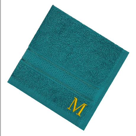 BYFT Daffodil Monogrammed Face Towel Turquoise Blue 30 x 30 Cm