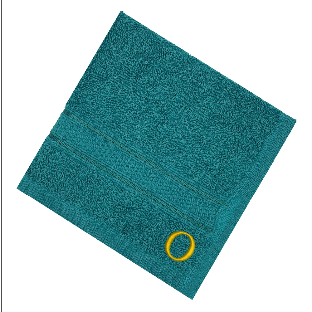 BYFT Daffodil Monogrammed Face Towel Turquoise Blue 30 x 30 Cm
